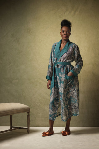 Etched Floral Teal Gown - One Hundred Stars