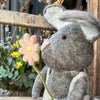 Extra Large Grey Felt Bunny with Dungarees and Flower - 60cm