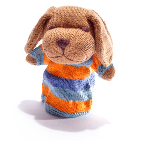 ChunkiChill hand-knitted Organic Cotton Hand Puppet - Dog