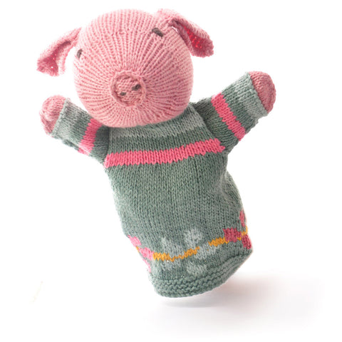 ChunkiChilli hand-knitted Organic Cotton Hand Puppet - Pig