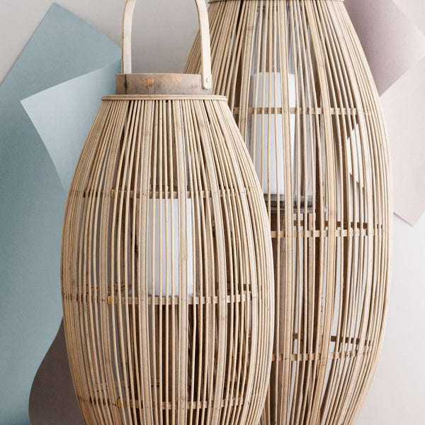 Broste Bamboo Wooden Lantern "Aleta" - Natural - Greige - Home & Garden - Chiswick, London W4 