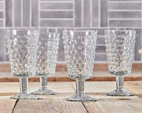 Recycled Glass Wine Glasses with Bobbled tactile finish