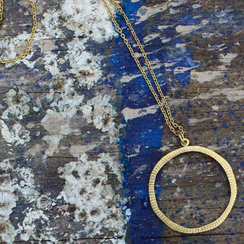 Gold Plated Hammered Hoop Necklace