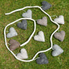 Handmade Felt Heart Bunting Fairtrade made in Nepal Greys