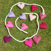 Handmade Felt Heart Bunting Fairtrade made in Nepal Pink