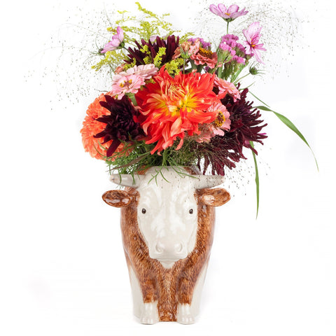 Hereford Bull Flower Vase by Quail Ceramics