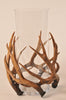 Antler-Wrapped, Mouth Blown Glass Hurricane - Two Sizes - Greige - Home & Garden - Chiswick, London W4 