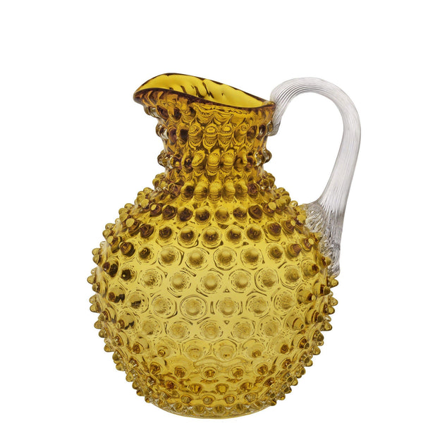 Crystal Glass Rounded Jug - Hobnail Design - Large 2L - Underlay Amber