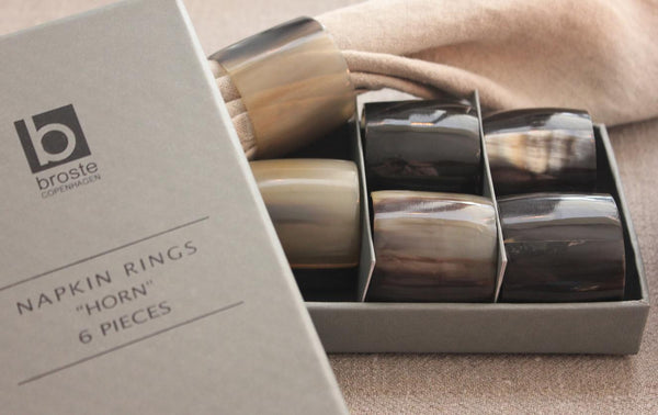 Set of Six Horn Napkin Rings - Greige - Home & Garden - Chiswick, London W4 