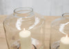 Bottle Shape Glass Hurricane Lantern with Wood Base - Greige - Home & Garden - Chiswick, London W4 