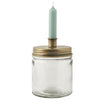 Candle-Holder and Storage Jar for Mini Dinner Candles - Antique Brass