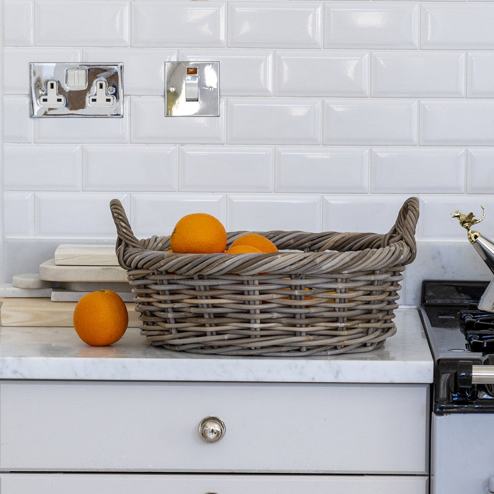 Shallow Round Kubu Rattan Storage Basket – Greige Lifestyle