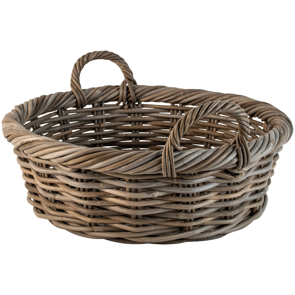 Shallow Round Kubu Rattan Storage Basket – Greige Lifestyle