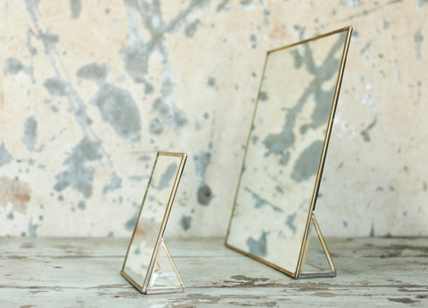 Antique Brass or Zinc Framed Mirror - Standing - Two Sizes - Greige - Home & Garden - Chiswick, London W4 