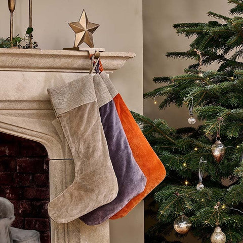 Cotton Velvet and Linen Christmas Stocking