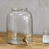hammered glass water dispenser with mango wood top and brass tap