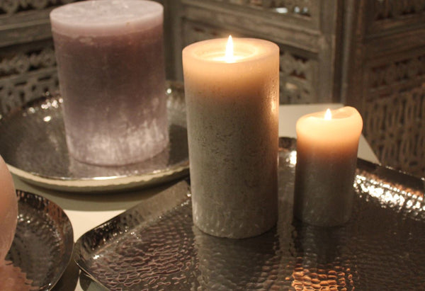 Shiny Hammered Nickel Candle Tray Plate - Square - Three Sizes - Greige - Home & Garden - Chiswick, London W4 
