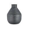 large matt black metal vase pot with etching