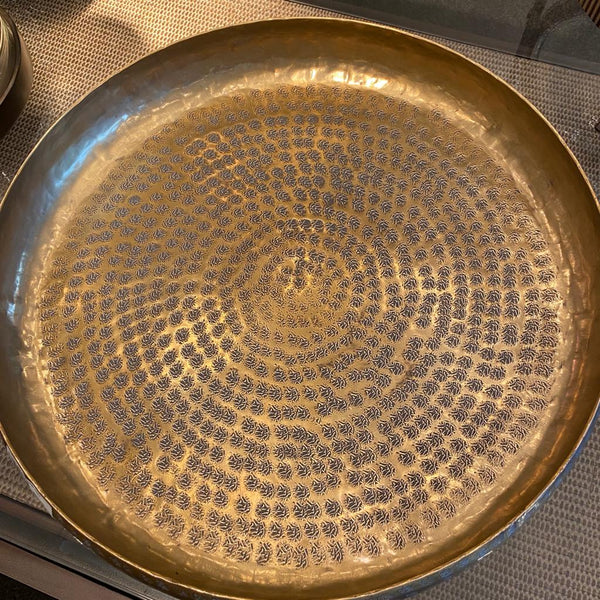 Large Deep Antiqued Brass Tray
