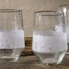 recycled glass tumbler with etched frosting design tapered shape