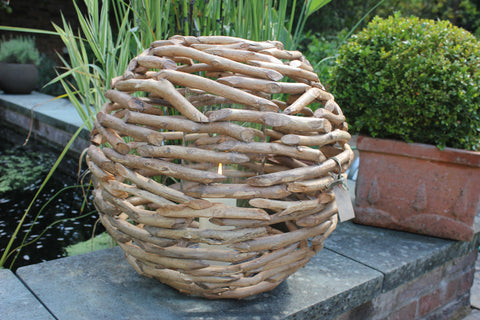 Huge Driftwood Ball Hurricane Lantern - Greige - Home & Garden - Chiswick, London W4 