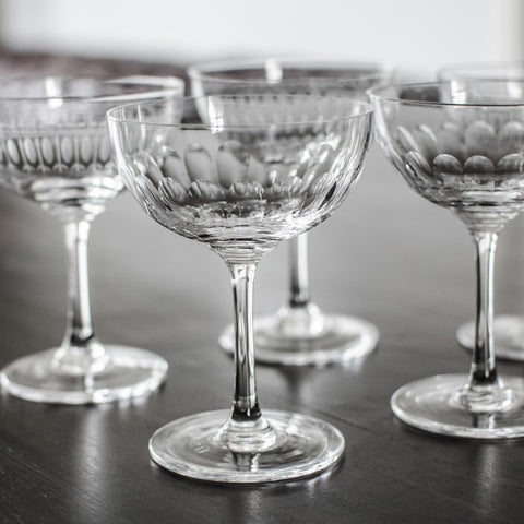 Vintage Style Champagne Saucers - Boxed Set of Six - Greige - Home & Garden - Chiswick, London W4 