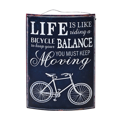 Life is like riding a bicycle.... Metal Sign - Greige - Home & Garden - Chiswick, London W4 
