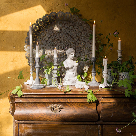 White Painted Cast Iron Candlestick - Four Styles