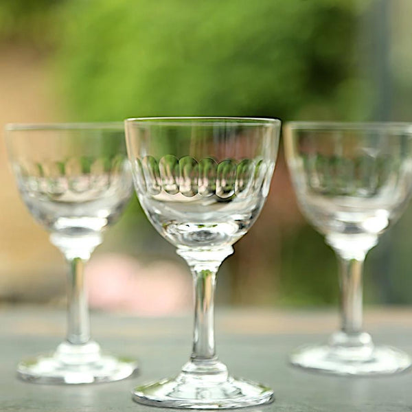 Vintage Style Liqueur Glass - Boxed Set of Six - Lens Design - Greige - Home & Garden - Chiswick, London W4 