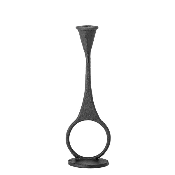 Raw Black Cast Iron Candlestick with Loop Base