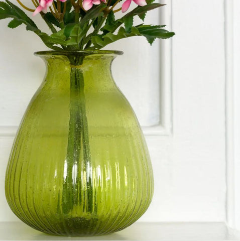 Small Recycled Glass Vase jade Green