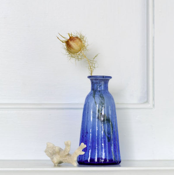 colourful recycled glass vase Lapis Blue