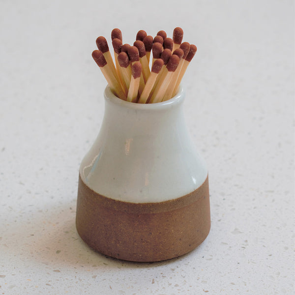 Stoneware Ceramic Match Holder with Striker