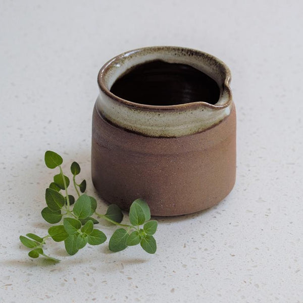 Tawny speckle glazed ceramic jug fairtrade handmade