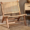 Acacia Wood and Woven Rattan Low Recliner Chair
