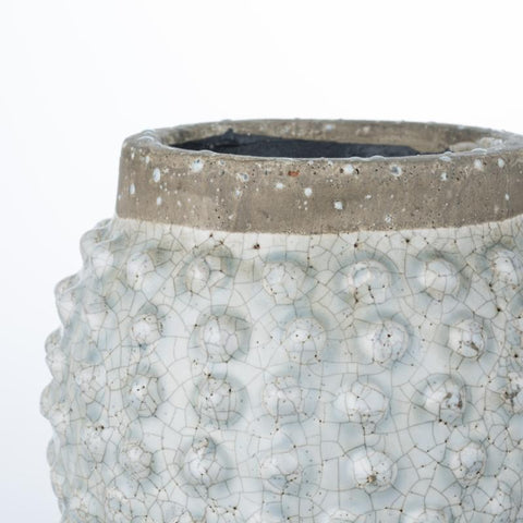 White Crackle Glazed Dotty Flowerpot or Vase - Small