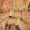Nahua Maheswari Bracelet Frozen Pale Blue Pink Embroidered on Leather