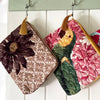 Large Quilted Velvet Pouch - Chocolate Dahlia