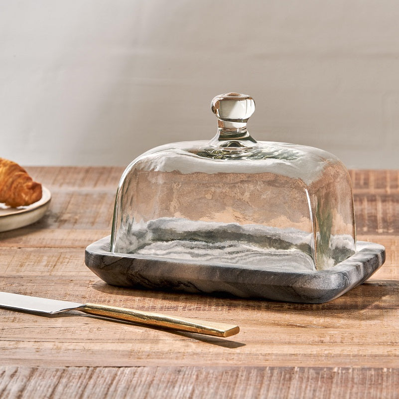 Glass butter dish deals