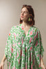 Stunning Long flowing kaftan in greens and pinks