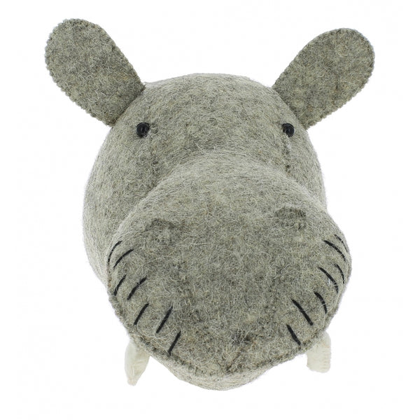 Mini Hippo Felt Wall Head by Fiona Walker, England - Greige - Home & Garden - Chiswick, London W4 