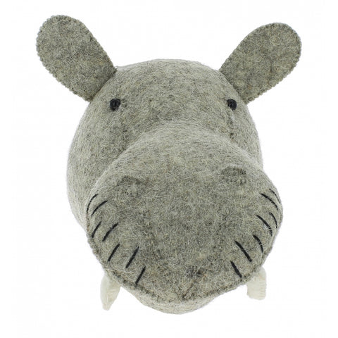 Mini Hippo Felt Wall Head by Fiona Walker, England - Greige - Home & Garden - Chiswick, London W4 