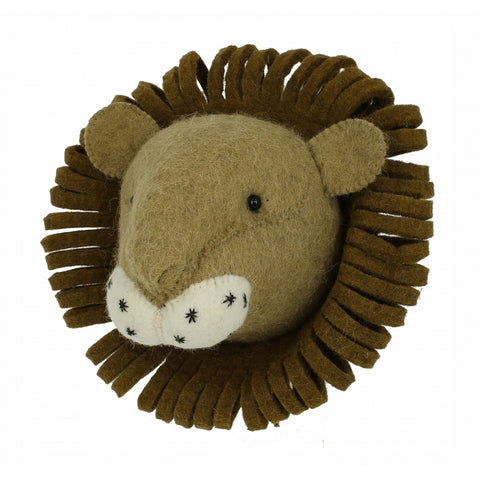 Mini Lion Felt Wall Head by Fiona Walker fairtrade wall art