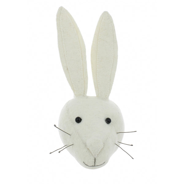 Mini White Rabbit Felt Wall Head by Fiona Walker, England - Greige - Home & Garden - Chiswick, London W4 