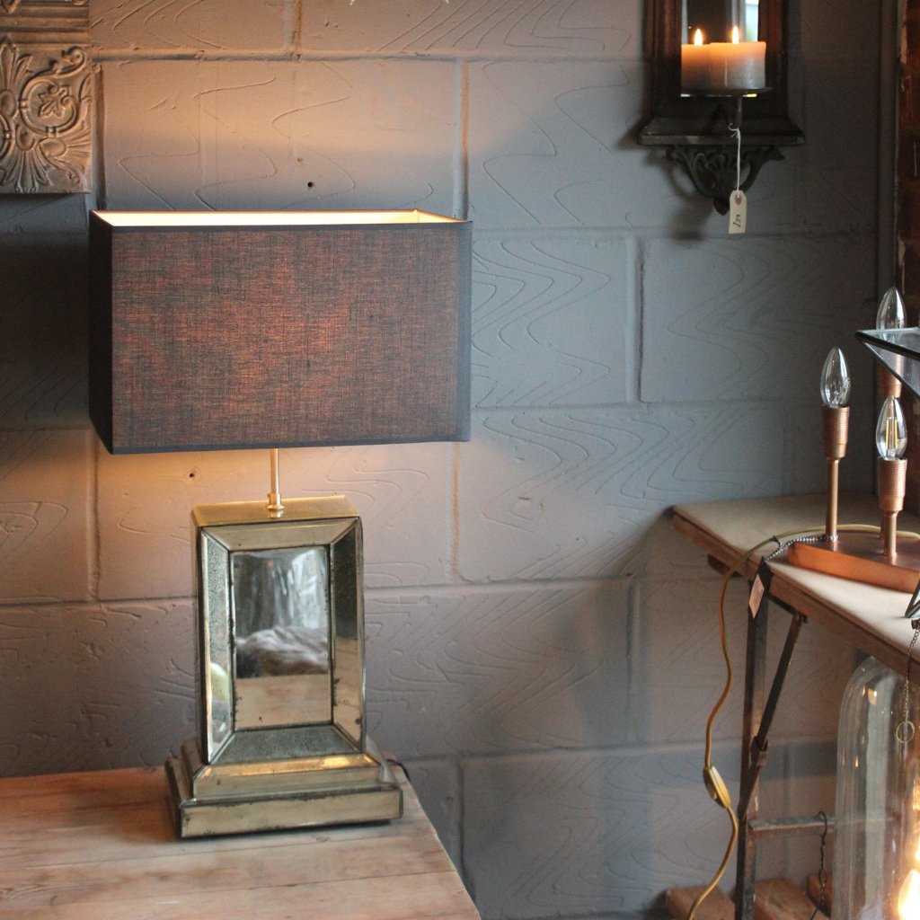 Stunning Bevelled Mirror Lamp Base - Oxidised Antiqued Finish – Greige ...