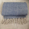 Navy Blue Recycled Cotton Throw Diamond woven pattern
