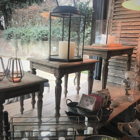 Weathered Reclaimed Pine Nesting Tables - Greige - Home & Garden - Chiswick, London W4 