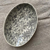 Wonki Ware Ceramic Oval Bowl Charcoal Lace Pattern