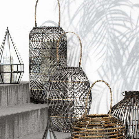Smokey Grey Rattan Lantern - Two Styles - Greige - Home & Garden - Chiswick, London W4 