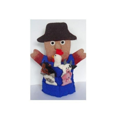 Felt Old Macdonald Farm Hand Puppet with Animal Finger Puppets